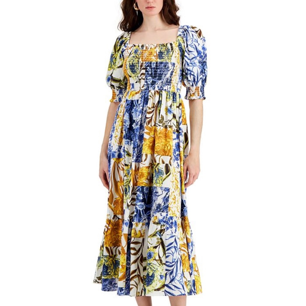 INC Puff Sleeve Print Dress